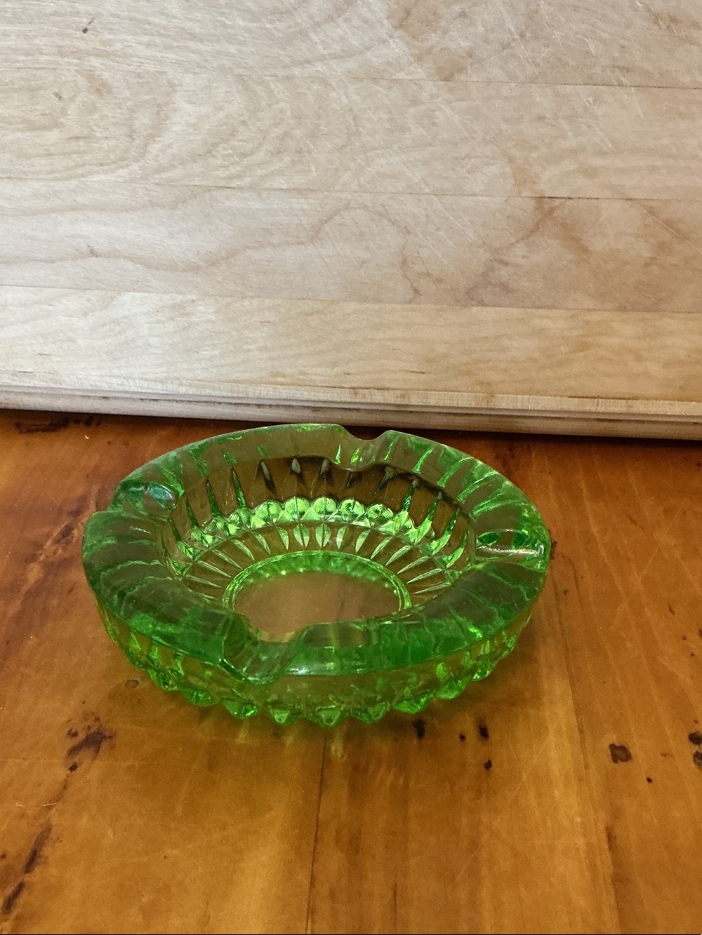 Vintage Green Pressed Glass Ashtray — Party